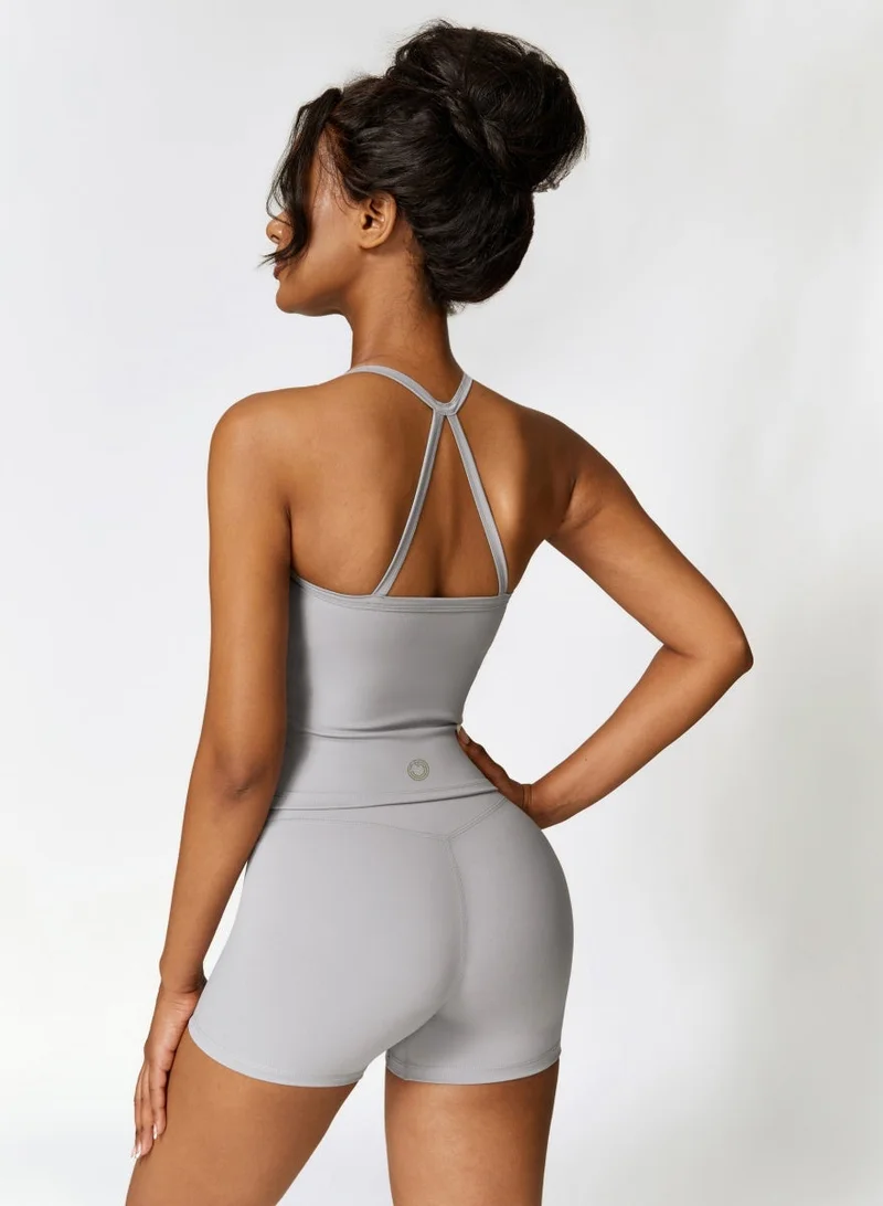 كون.يوغا بلوزة كامي نسائية بظهر متقاطع وفتحة رقبة مربعة